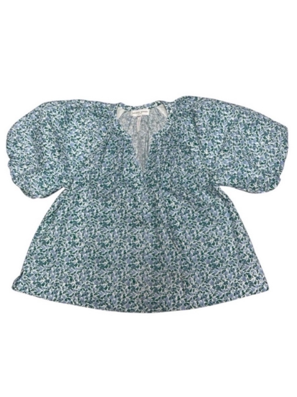 APIECE APART Floral Blouse Short cap puffy sleeves 100% Organic Cotton Size XL